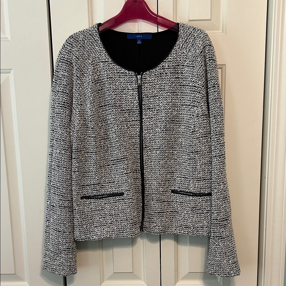 Apt 9 Black and White Textured Blazer